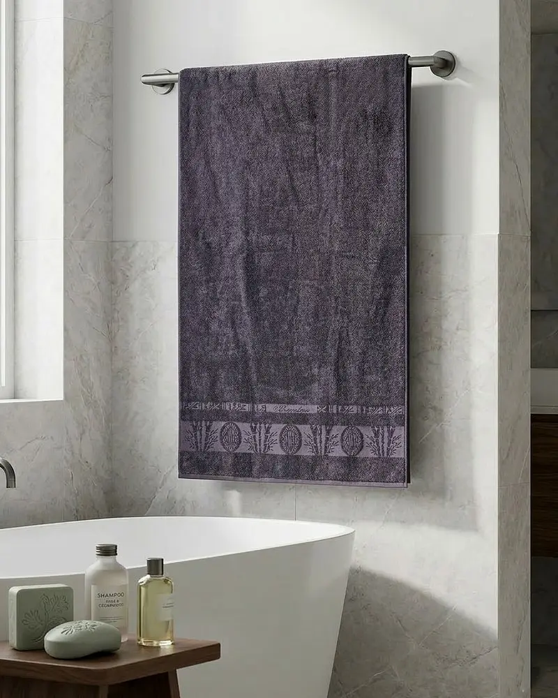 Турецький бамбуковий махровий рушник Zeron 70х140 Bamboo Anthracite - фото 3