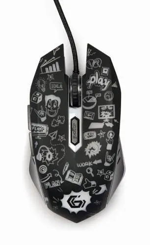 Миша Gembird MUS-6B-GRAFIX-01, оптика, чорний USB, 3600 DPI, підсвічування