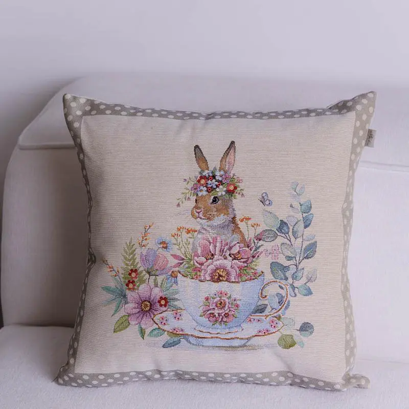 Подушка Прованс Чарівність Зайчиха гобелен 45х45 см (44282) - фото 3