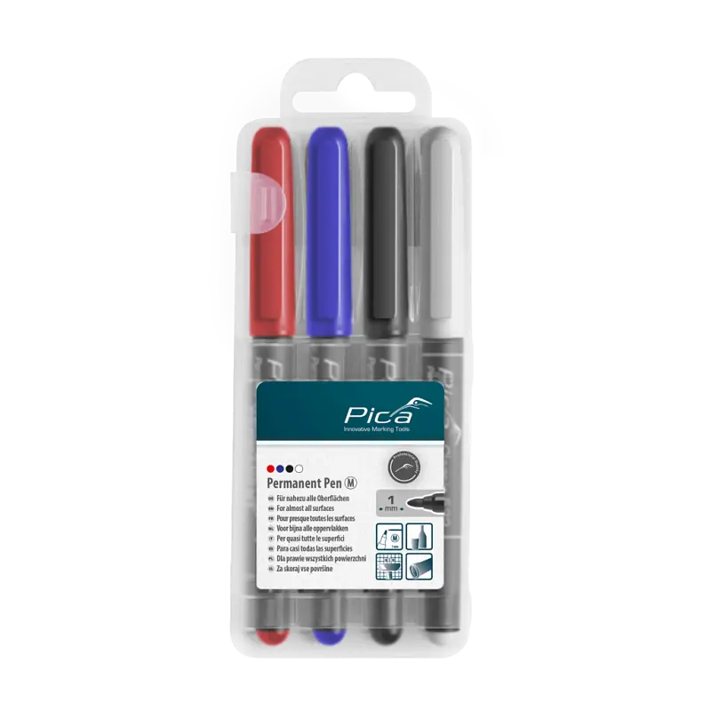 Набір перманентних маркерів PICA 534/04 Classic Permanent Pen (червоний/синій/чорний/білий), 4шт