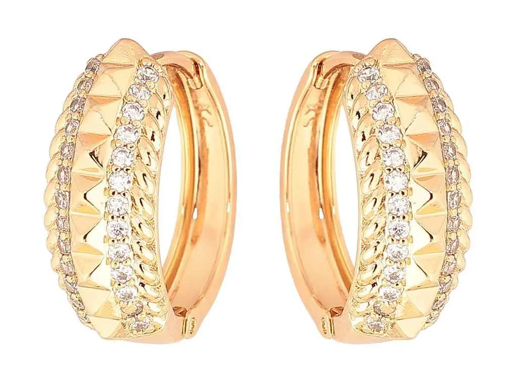 Сережки Xuping кільця позолота 18K "Декоративний візерунок з доріжками кристалів" 287128