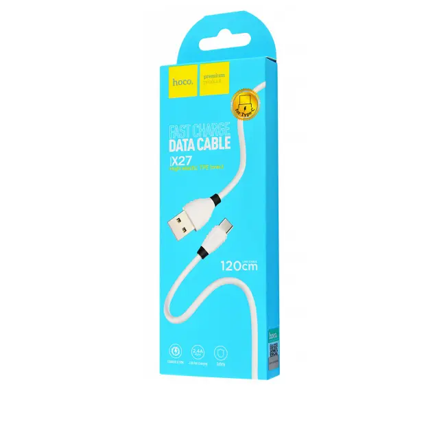 Кабель Hoco X27 Pisces Cable USB to Type-C 2,4A 1m White - фото 2