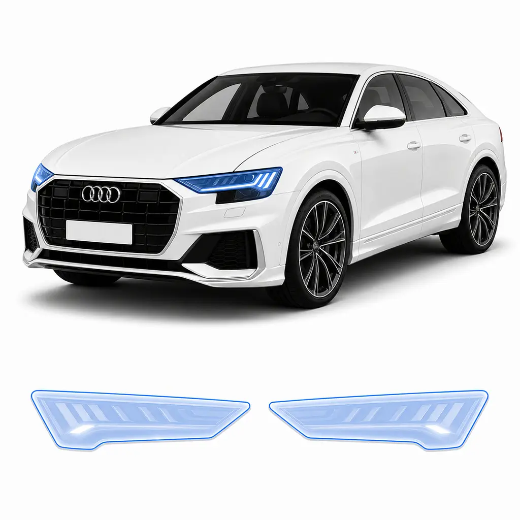 Антигравійна захисна бронеплівка за лекалами для Audi Q8 4M 2018-2023 - оптика (фари та ПТФ)