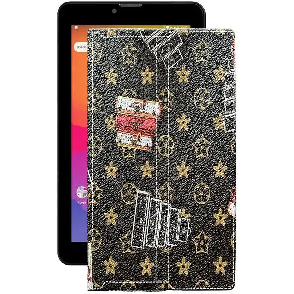 Чехол StatusCASE из экокожи для планшета Prestigio Wize 4117 3G Луи-Витон-коричневый - фото 1