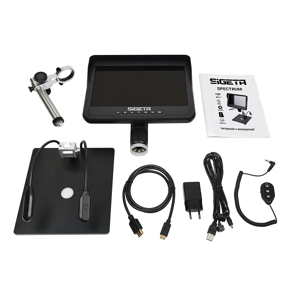 Цифровий мікроскоп SIGETA Spectrum 10x-300x 5 MP 10.1" LCD - фото 8