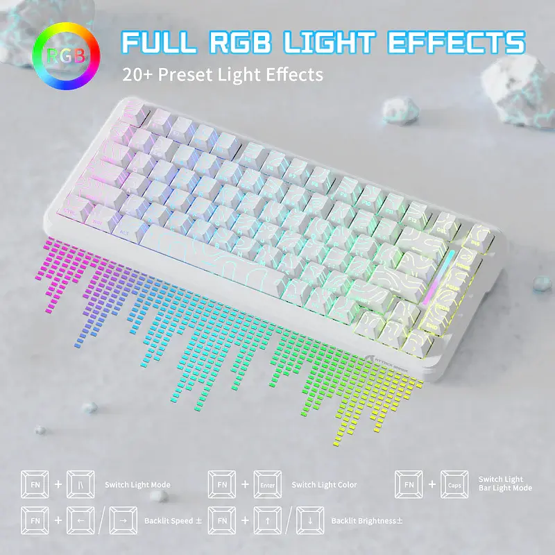 Игровая магнитная клавиатура Attack Shark X82 Pro / Три режима подключения / Magnetic Switch / White - фото 6