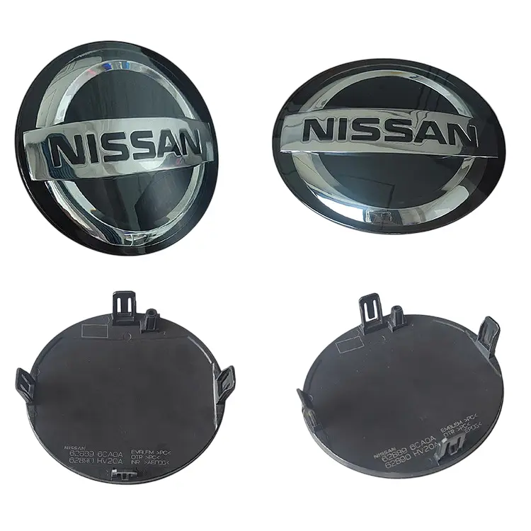 Емблема решітки NISSAN чорна+хром 160×140 мм (на направляючих) OEM 62889-6CA0A - фото 2