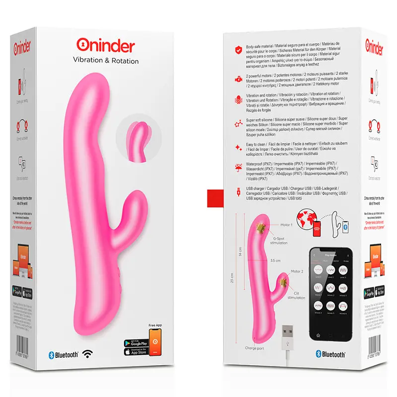 Смарт вібратор-кролик з рухливою голівкою VIBRATION ROTATION, колір: рожевий Oninder (Іспанія) Oninder O937669 103052 - фото 4