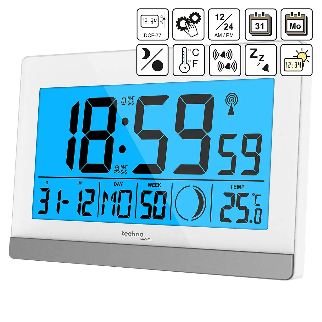 Годинник настільний Technoline WS8056 White/Silver (WS8056), Білий - фото 2