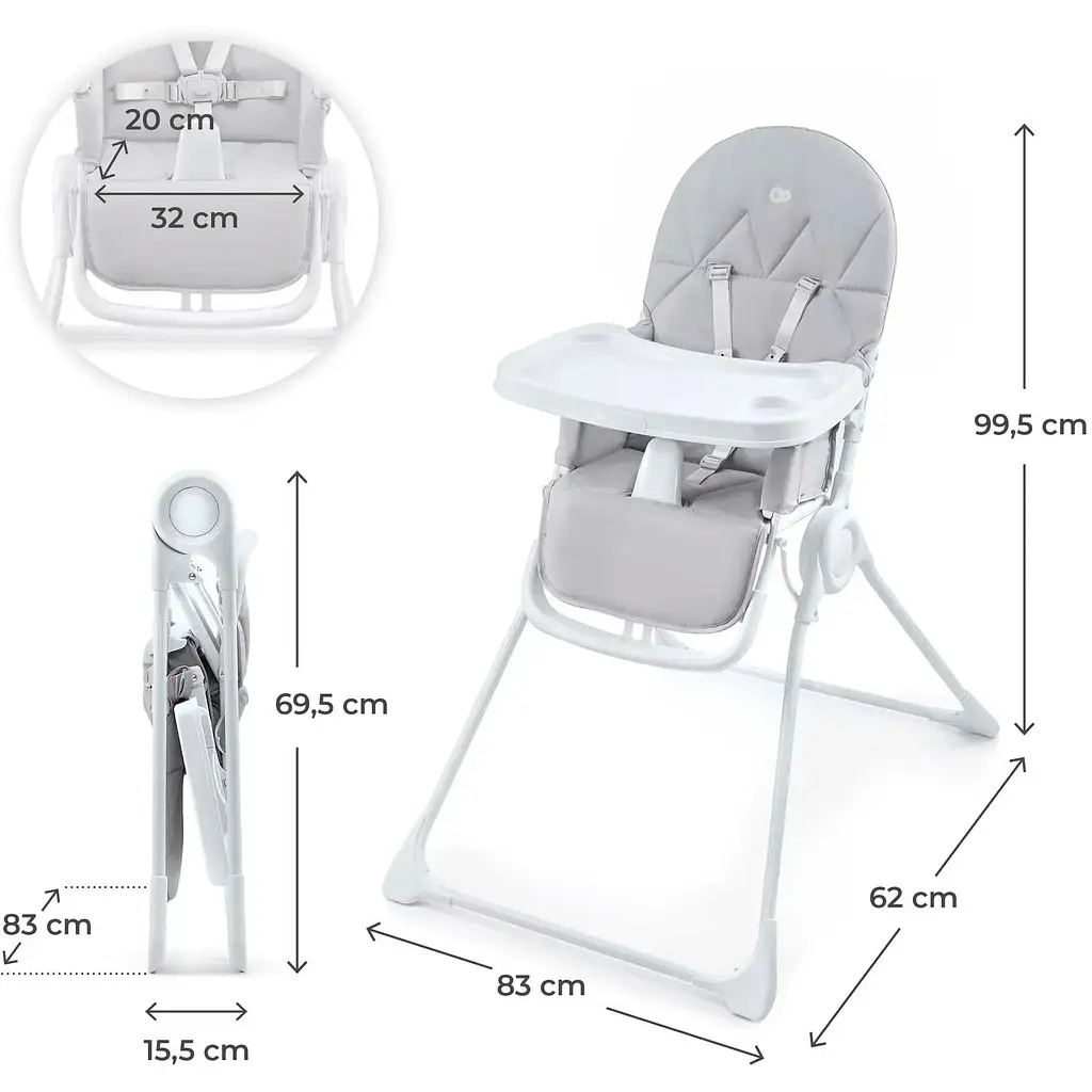 Стільчик для годування Kinderkraft Binci Light Grey (KHBINC00LGR0000) - фото 5