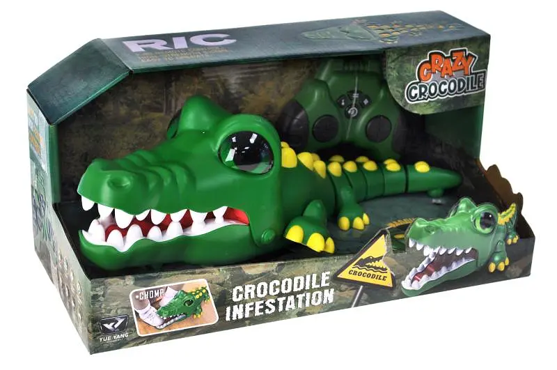 Інтерактивна іграшка Крокодил на радіокеруванні, світлозвукові ефекти Crazy Crocodile YS07, в коробці 37.5x18.4x17.7см