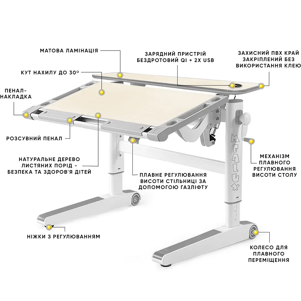 Дитячий стіл Mealux Ergowood M Multicolor TG Energy (арт.BD-800 TG/MC Energy) - фото 2
