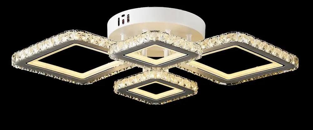 Елегантна стельова LED-люстра з кришталевими гранями LK2326/2+2 LED (WT) - фото 4