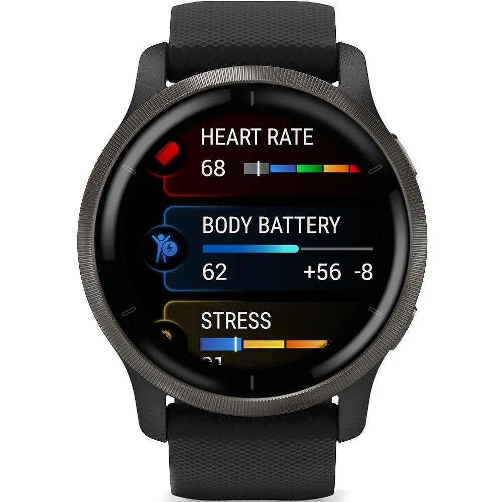 Смарт-годинник Garmin Venu 2 Slate Stainless Steel Bezel with Black Case and Silicone Band [010-02430-11/01] [63415] - фото 2