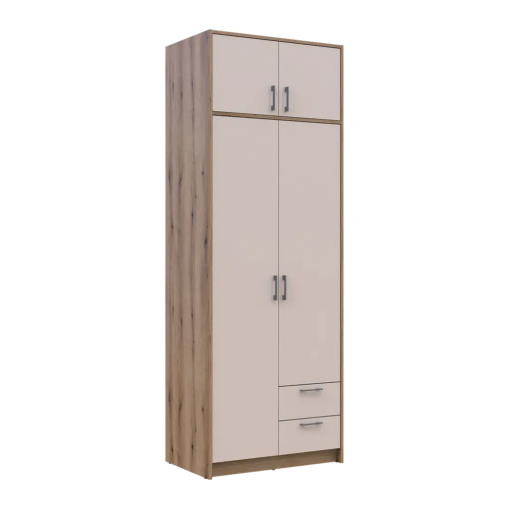 Шафа для одягу Doros Ронді з антресолей Дуб Артизан/Кашемір 2ДСП 82х52х236 (80737809) - фото 6