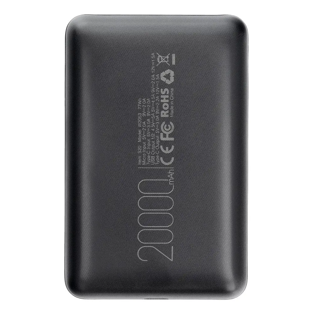 УМБ VEGER S20 Fast Charging Mini PD QC3.0 22,5W 20000mAh Black (W2053) (6970453554198) - фото 2