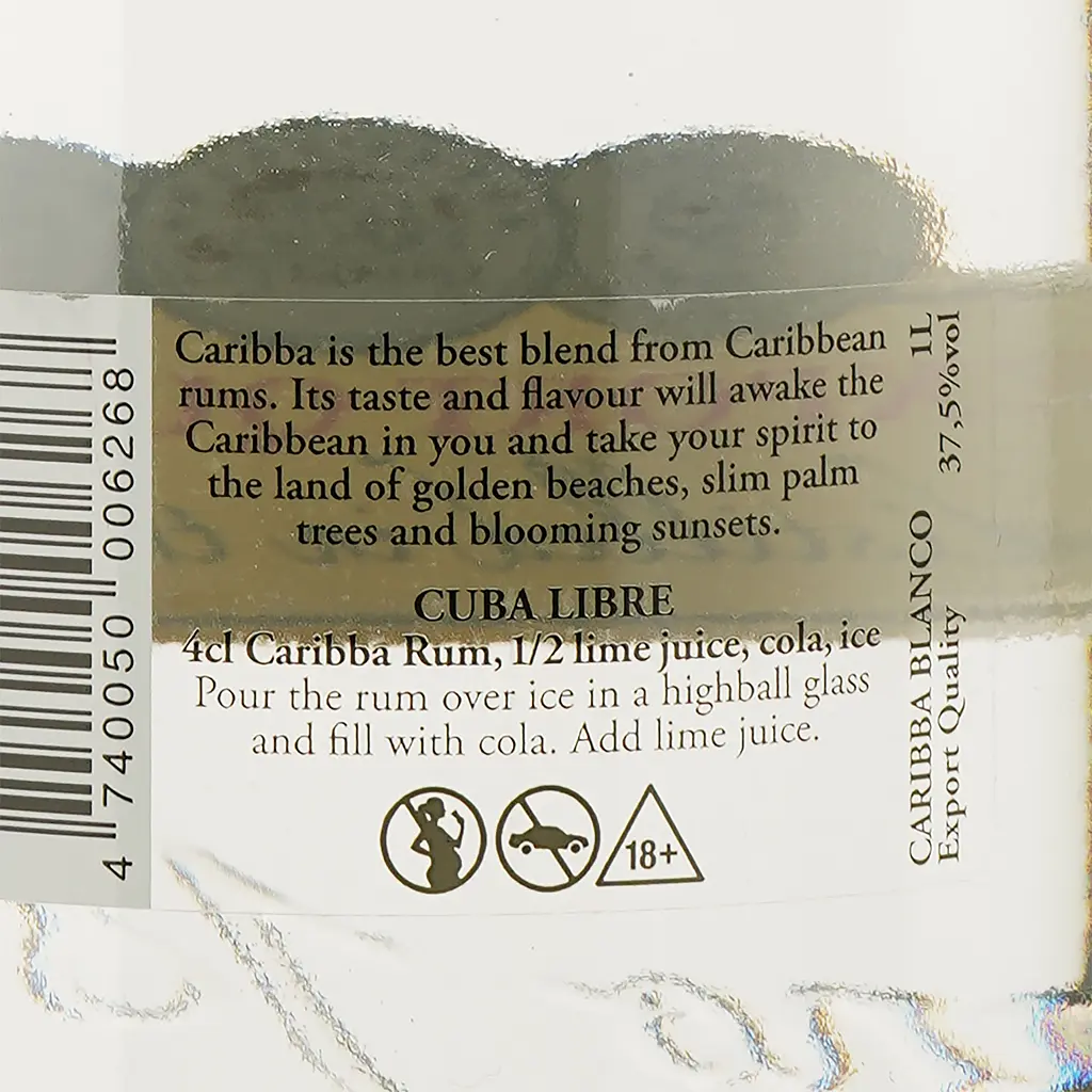 Ром Caribba Blanco, 37,5%, 1 л - фото 3
