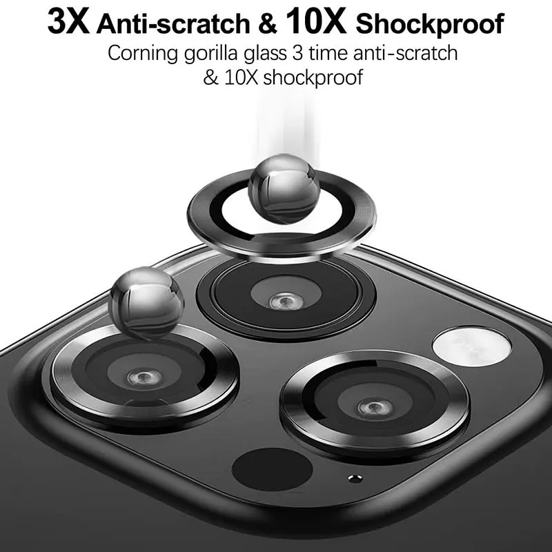 Защитное стекло Metal Classic на камеру (в упак.) для Apple iPhone 16 Pro (6.3) / 16 Pro Max (6.9) Черный / Black - фото 5