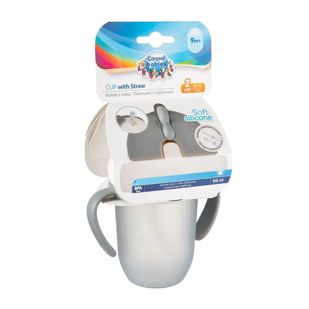 Кружка з силіконовою трубочкою Canpol babies Matte Pastels, 210 мл, сірий (56/522_grey) - фото 11