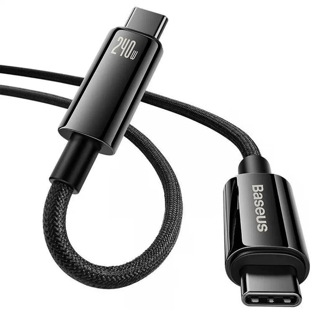 Кабель Baseus Tungsten Gold Fast Charging Type-C to Type-C 240W (2m) black (CAWJ040101) - фото 5