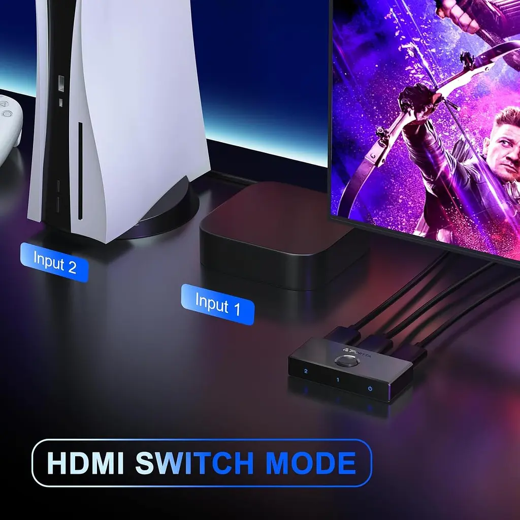 HDMI-перемикач 4K 60 Гц, PORTTA двонаправлений 2.0-перемикач 2 в 1 вихідний розгалужувач 1 в 2 виходи концентратор HDR HDCP2 - фото 6