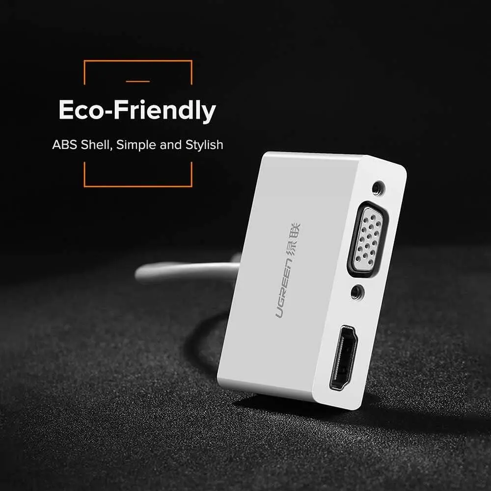 USB-хаб UGREEN USB Type C to HDMI + VGA Converter (White) (UGR-30843) - фото 7