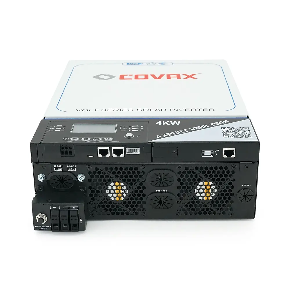 Гібридний інвертор AXPERT VM III TWIN 4KW WIFI COVAX , 4000VA\4000W, 24V, ток заряда 0-60A, 170-280V, MPPT (120А, 60-450 Vdc), 115*300*435mm. 9kg - фото 3