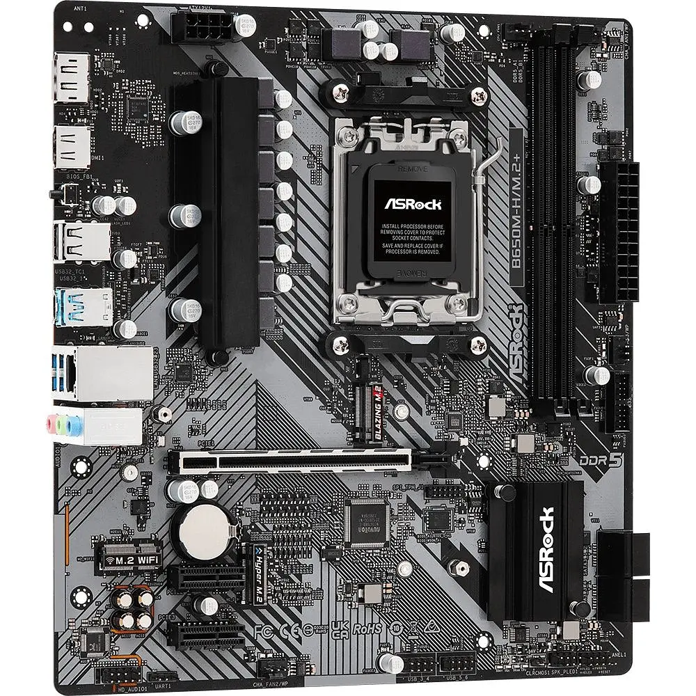 Материнська плата ASRock B650M-H/M.2+ (AM5/B650, 2*DDR5, PCIex16, DP/HDMI, 4xSATA, 2xM.2, GLan, 7.1ch, mATX) (B650M-H/M.2+) - фото 5