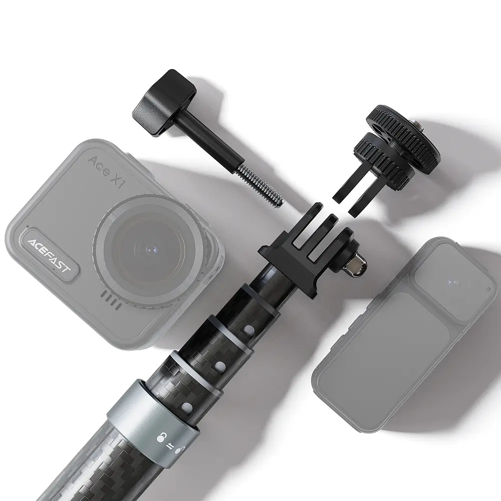 Монопод ACEFAST E38 1.2m carbon fiber telescopic selfie stick Gray-Black - фото 7