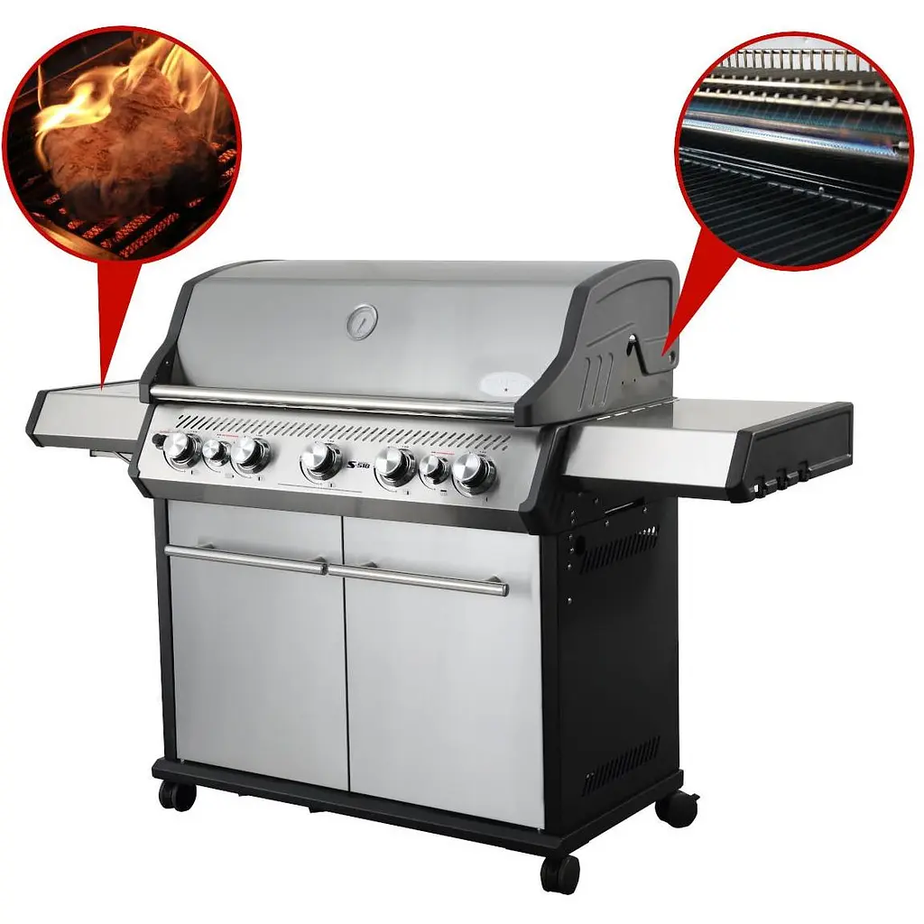 Газовий гриль Santos S-518 з бічним і заднім пальником, нержавіюча сталь (890604) - фото 9