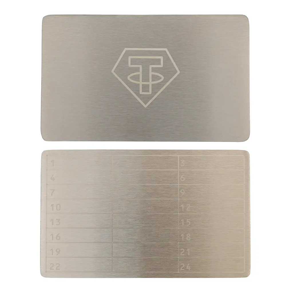 Металева пластина для зберігання сід-фрази Tether Mini Plate 55×90 мм (1 шт) - фото 3