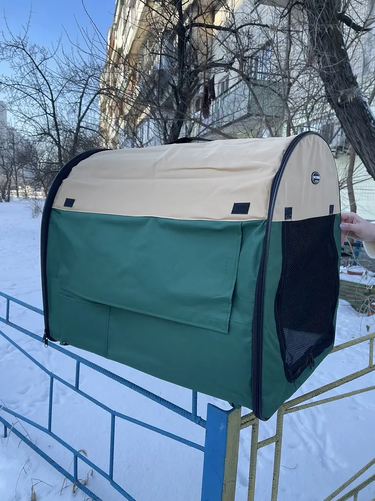 М'яка клітка-переноска для собак SenFul Pet Soft Crate SDT3008 Green з флісовим килимком та чохлом - фото 6