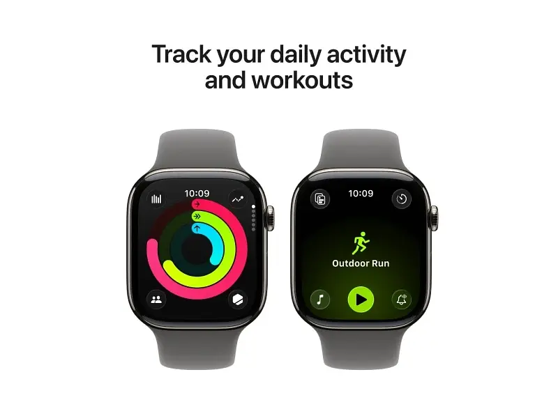 Смарт-годинник Apple Watch Series 11 GPS + Cellular 46mm Natural Tit. Case w. Stone Gray Sport Band - S/M (MFCW4) - фото 4