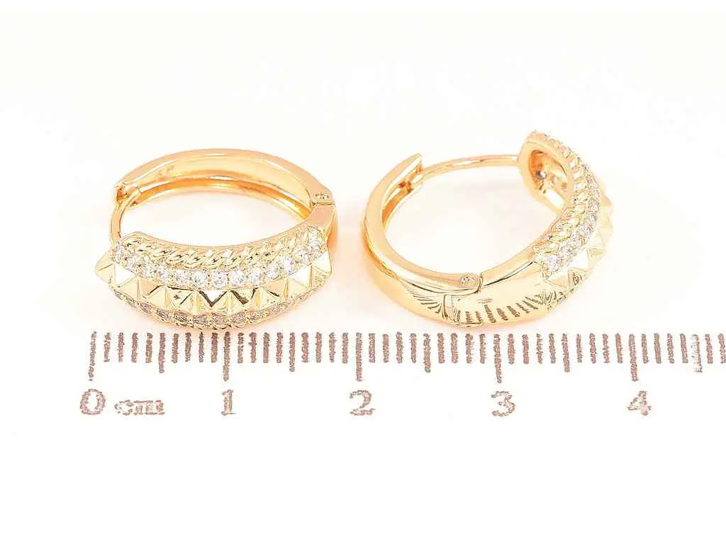 Сережки Xuping кільця позолота 18K "Декоративний візерунок з доріжками кристалів" 287128 - фото 2