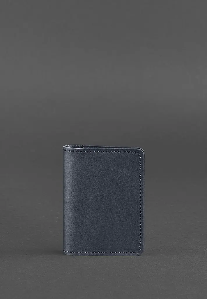 Шкіряний кард-кейс (візитниця) 6.0 темно-синій - фото 2