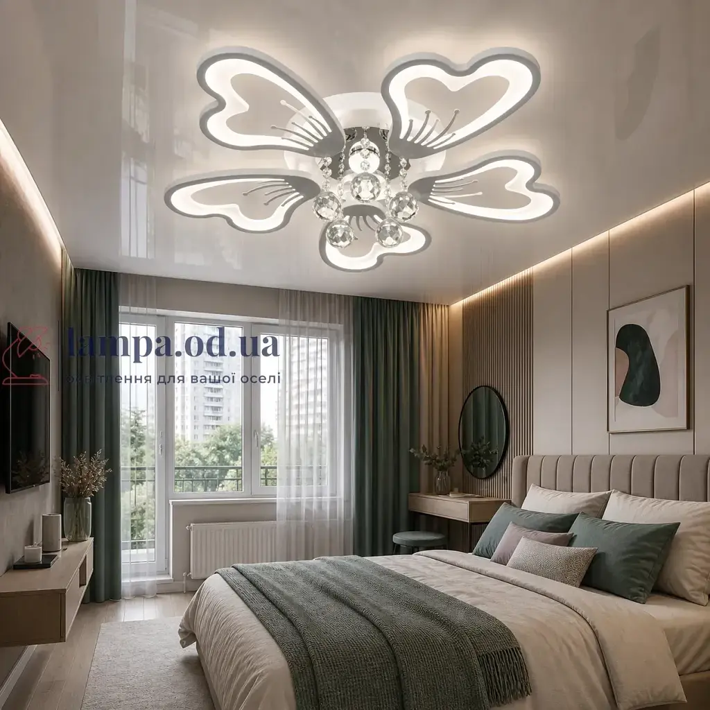 Компактна стельова LED-люстра для кухні Diasha 8154/5WH біла, 5 пелюсток, 75 Вт, 55 см, 10-16m2