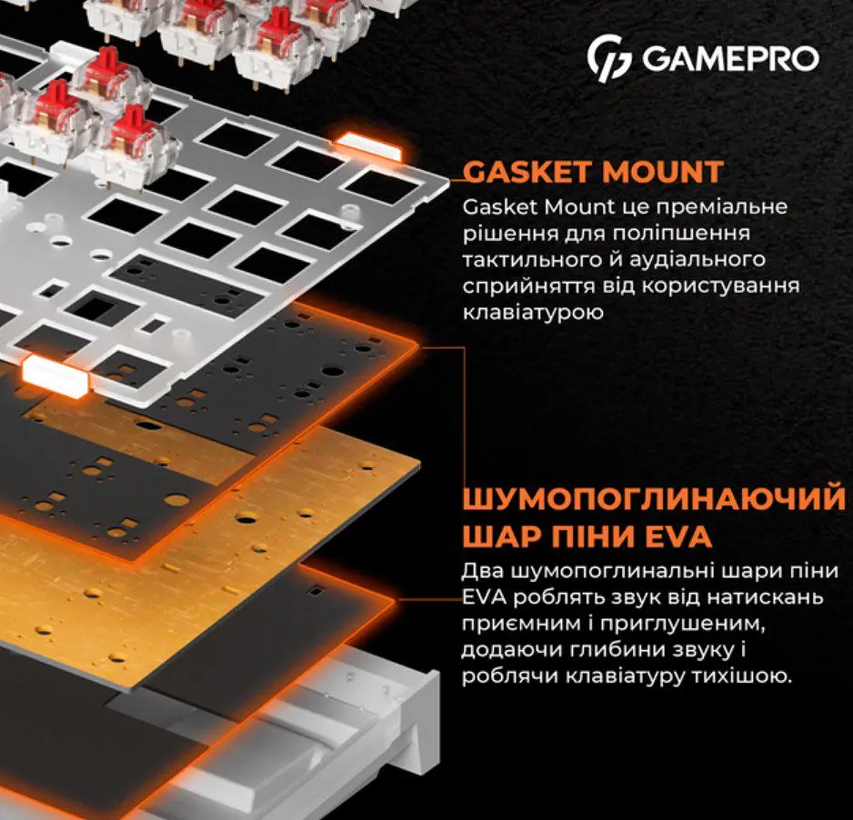 Клавіатура ігрова механічна GamePro GPMK-18 Red Swich Hot-Swap TKL RGB Black - фото 8