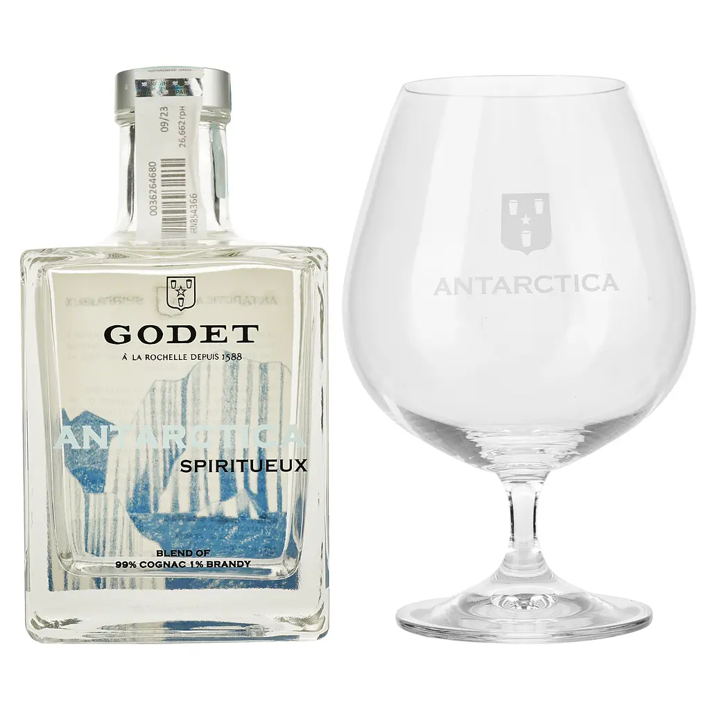 Коньяк Antarctica Godet Icy White, 40%, 0,5 л, в подарочной упаковке с бокалом - фото 5