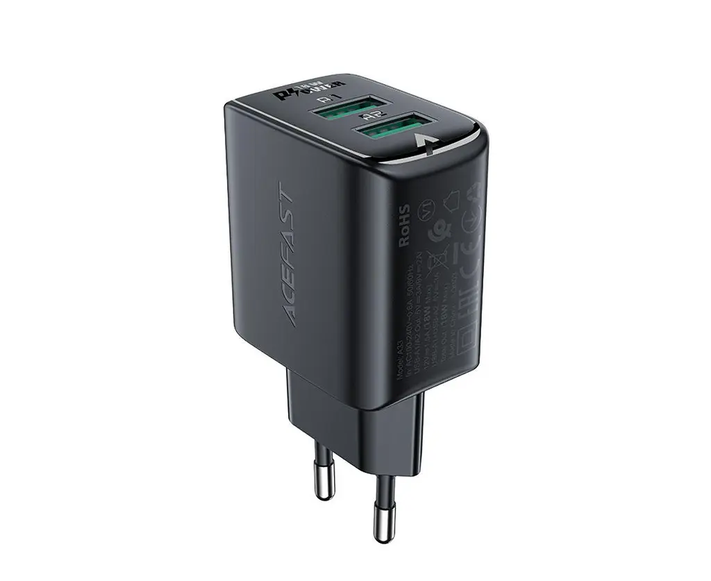 Зарядное устройство для Acefast A33 2 USB 3 A 18 W QC - фото 3