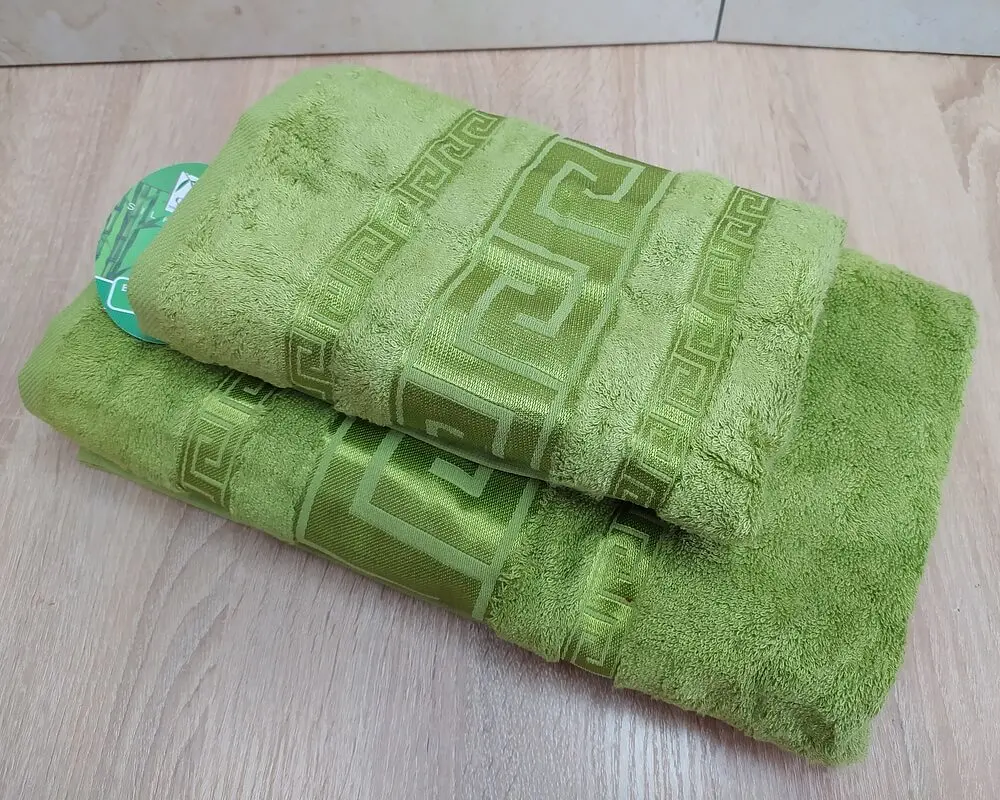 Набір турецьких бамбукових махрових рушників Cestepe 50х90+70х140 Bamboo Grek Light green - фото 3