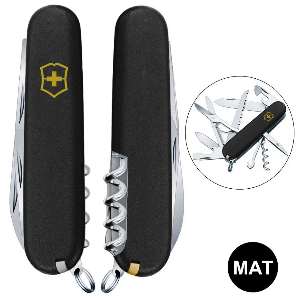 Ніж Victorinox Huntsman Mat 91мм 15функ чорн.мат/жовт.лого
