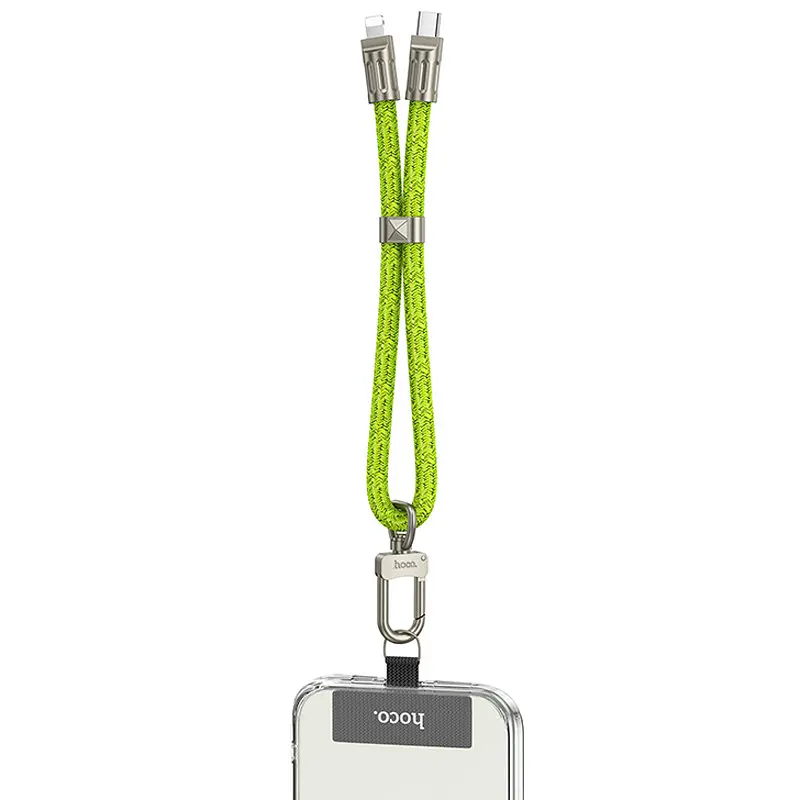 Дата кабель-шнурок Hoco GH5 Elegant Type-C to Lightning (0.21m) Fluorescent Green - фото 3
