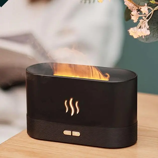 Зволожувач повітря з ефектом полум'я Air humidifier 2344 ультразвуковий 180 мл Чорний  - фото 4