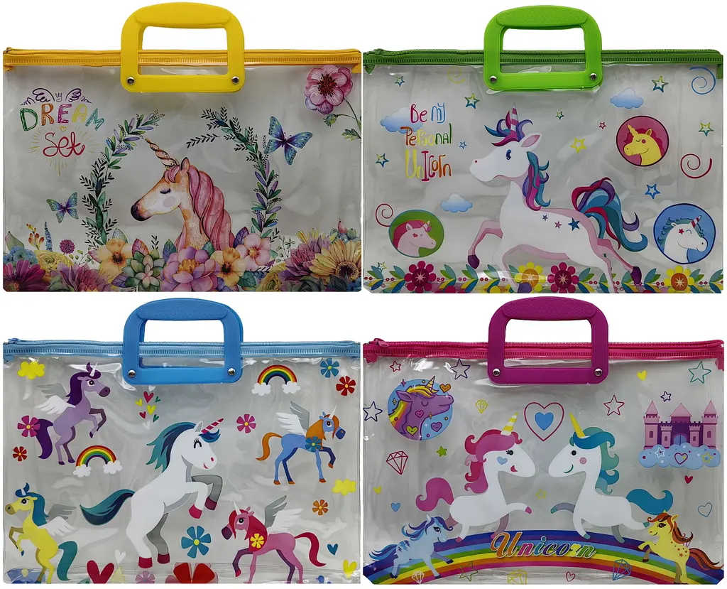 Папка-портфель ПВХ прозора Єдиноріг, 28x39 см, 30 мкм, 33-U (В асортименті) - фото 2