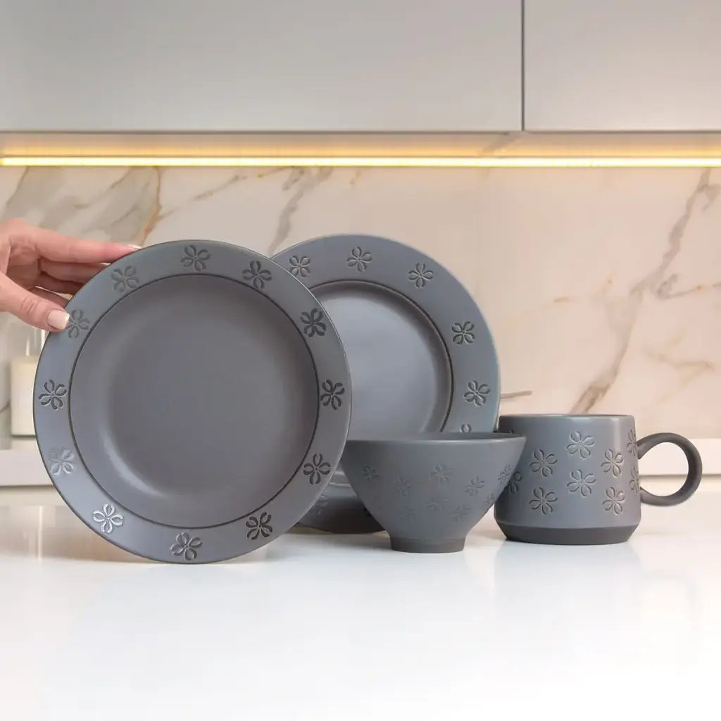 Тарелка глубокая МВМ My Home KP-39 ручной работы 20.5 см серая (KP-39 GRAY) - фото 3