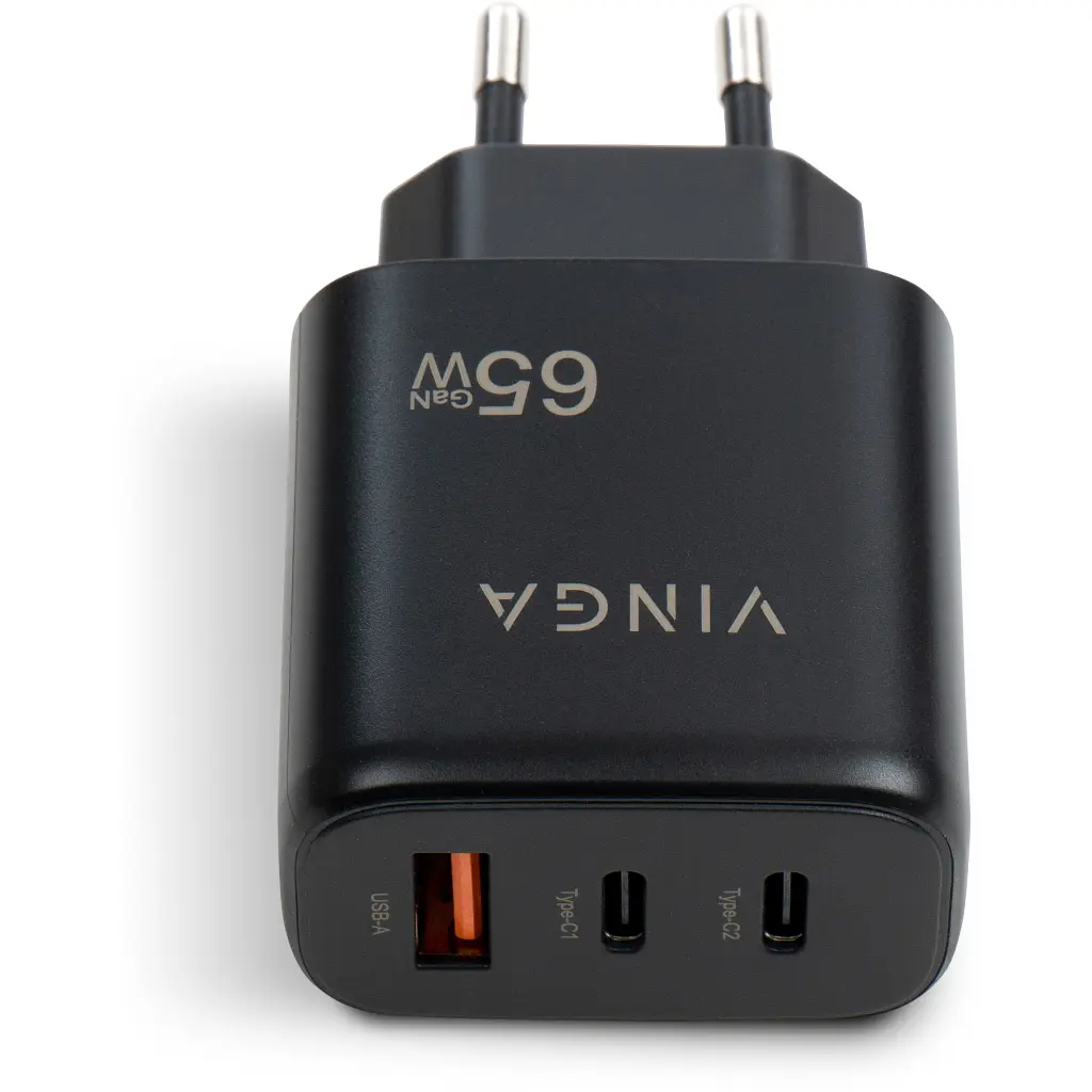 Зарядний пристрій Vinga GaN 65W PD+QC 2C1A ports Wall Charger (VCPCHCCA65B) - фото 5