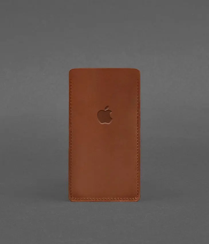 Кожаный чехол для iPhone 12 Светло-коричневый Crazy Horse - фото 2