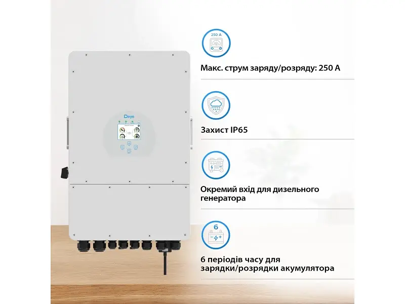 Сонячний інвертор Deye SUN-12K-SG02LP1-EU-AM3 гібридний (hybrid) - фото 3