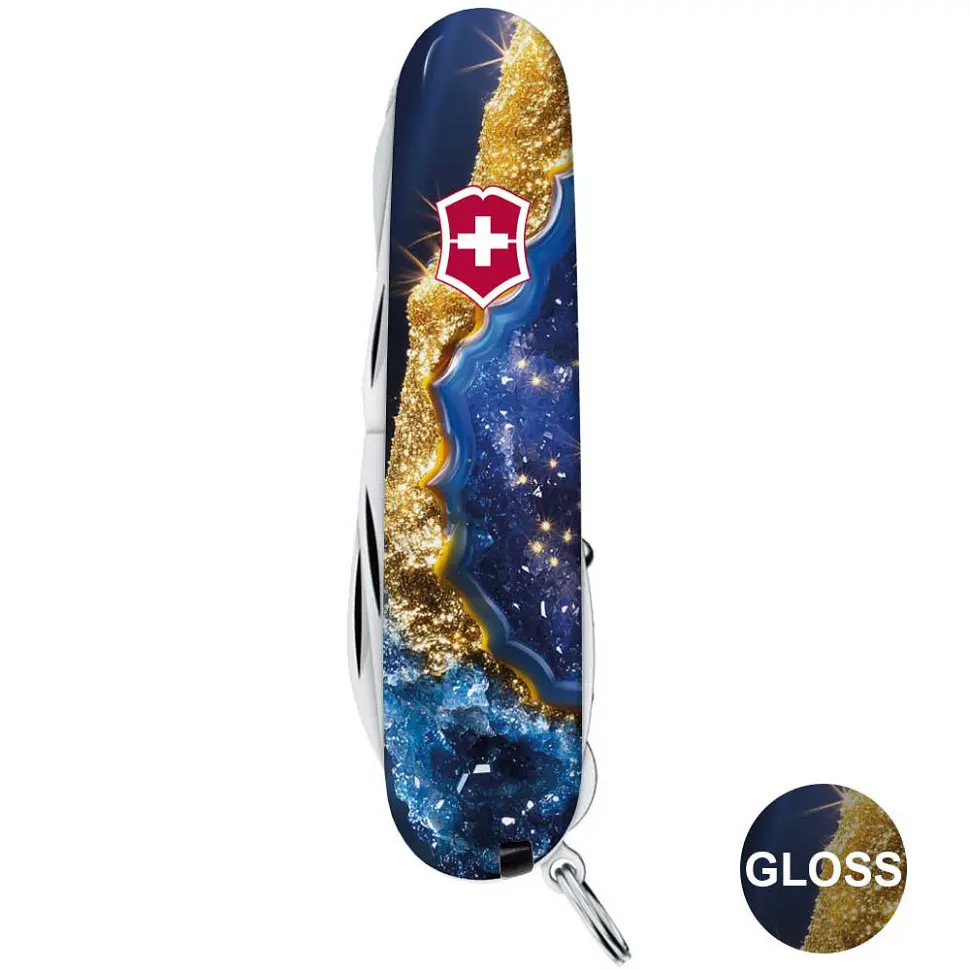 Складаний ніж Victorinox HUNTSMAN DESIGN Золотисто-блакитний кристал - фото 6