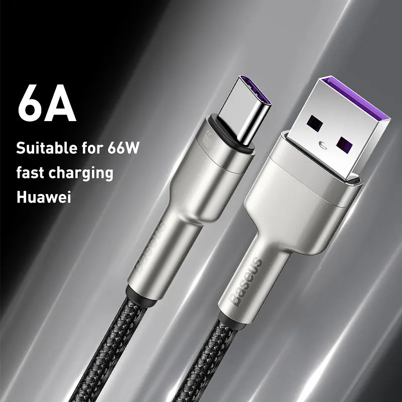Дата кабель Baseus Cafule Metal USB to Type-C 66W (1m) (CAKF00010) Black - фото 4